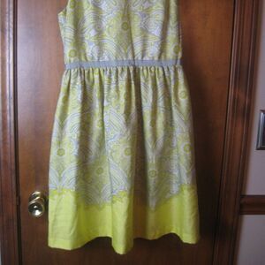 Ann Taylor Loft Women's Yellow/Green and Grey paisly Tank style  dress Size 0